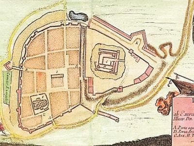 Plan Gniewu z 1655 roku wykonany przez mistrza Dahlberga