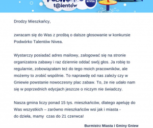 Głosujmy na Podwórko Talentów Nivea w Gniewie!