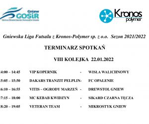 Terminarz VIII kolejki Futsalu