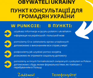 Plakat -  Polsko-ukraiński punkt konsultacyjny w urzędzie