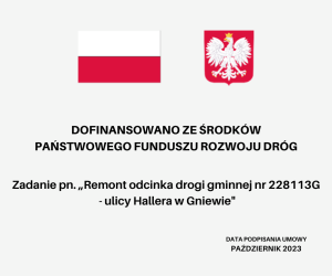 Remont odcinka drogi gminnej nr 228113G  - ulicy Hallera w Gniewie