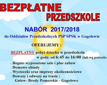 Nabór do bezpłatnego przedszkola w Gogolewie