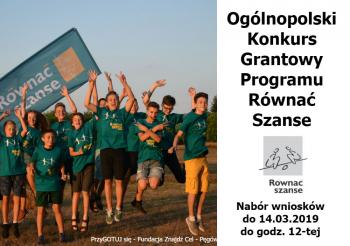Trwa nabór wniosków w Ogólnopolskim Konkursie  Grantowym Programu Równać Szanse 2019!