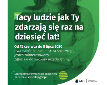 Nabór kandydatów na na rachmistrza terenowego do przeprowadzenia Powszechnego Spisu Rolnego w 2020 roku