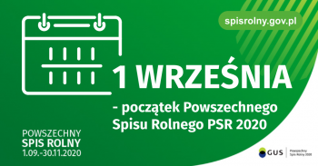 1 września - poczatek Powszechnego Spisu Rolnego PSR 2020