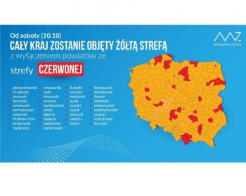 Zaostrzenie zasad epidemicznych. Cały kraj w strefie żółtej