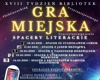 Akcja promująca czytelnictwo z okazji XVIII Tygodnia Bibliotek - Gra miejska #bibliocaching