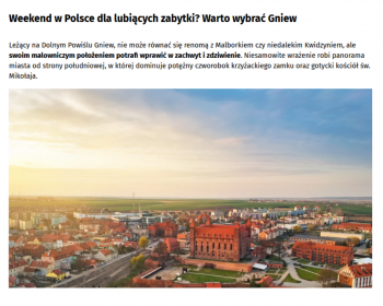 O Gniewie w Onecie - odwiedź miasto na weekend