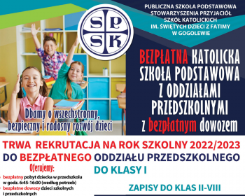 Rekrutacja na rok szkolny 2022/2023 do przedszkola i szkoły w Gogolewie