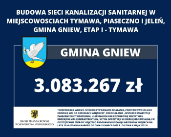 Ponad 3 miliony dla Gminy Gniew na inwestycje kanalizacyjne